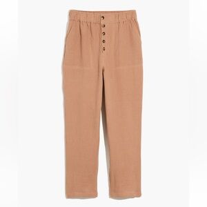 Madewell Cotton-Linen Pull-On High-Rise Tapered Pants: Button-Front Edition
